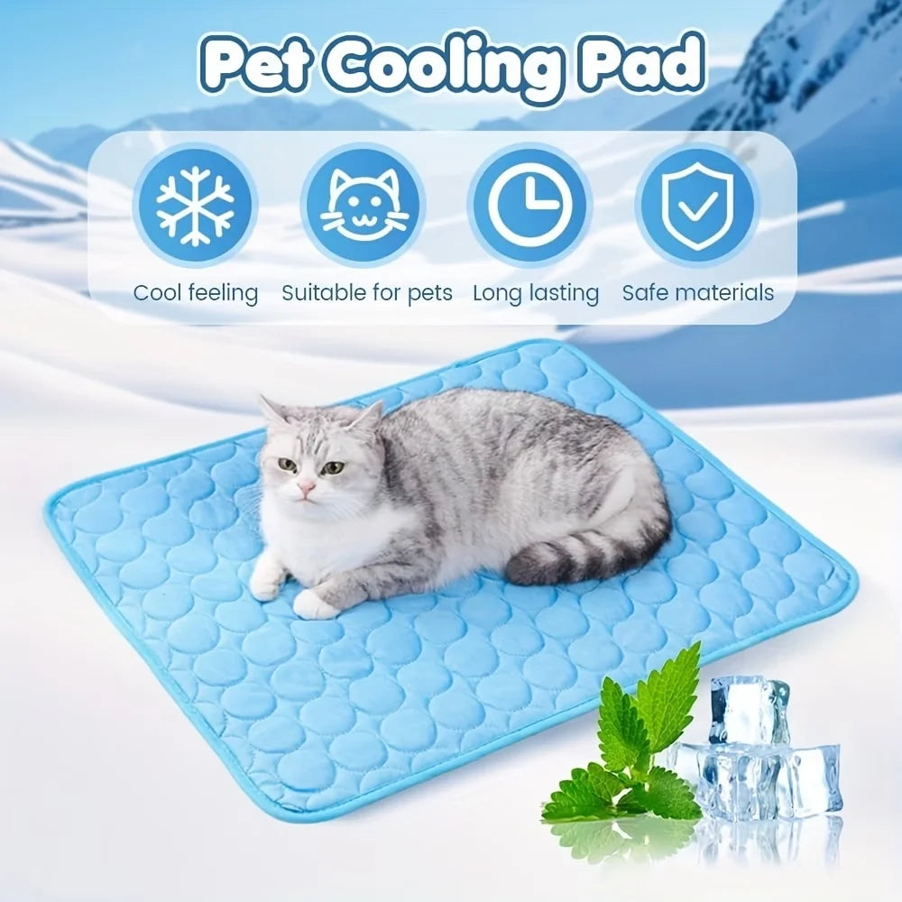 Summer Pet Cooling Pad for Cats And Dogs - Comfortable Breathable Washable Non-Slip Bottom Ice Cool Mat   dog cool mat