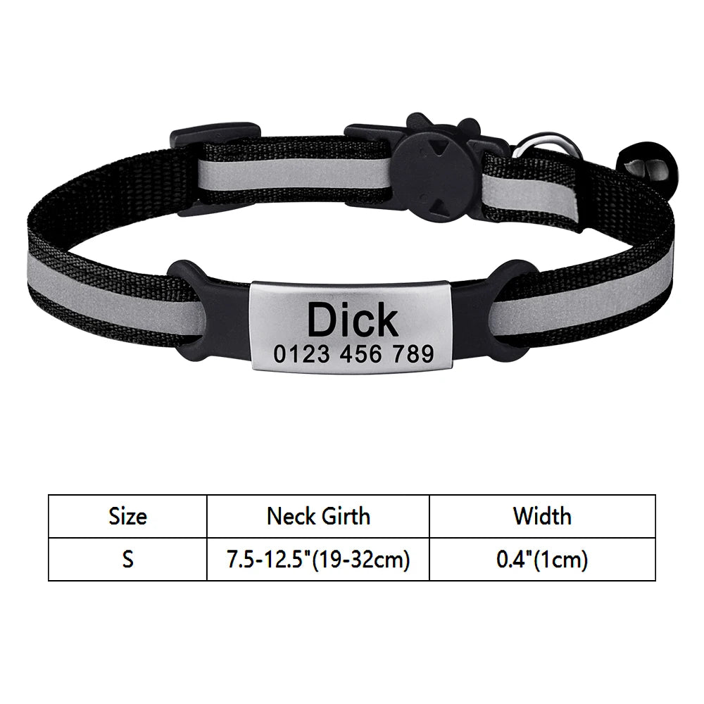 Customize Name Cat Collar Fast Breakaway Nylon Personalized Id With Bell Pet Products Small Adjustable Unisex Kitten Supplies