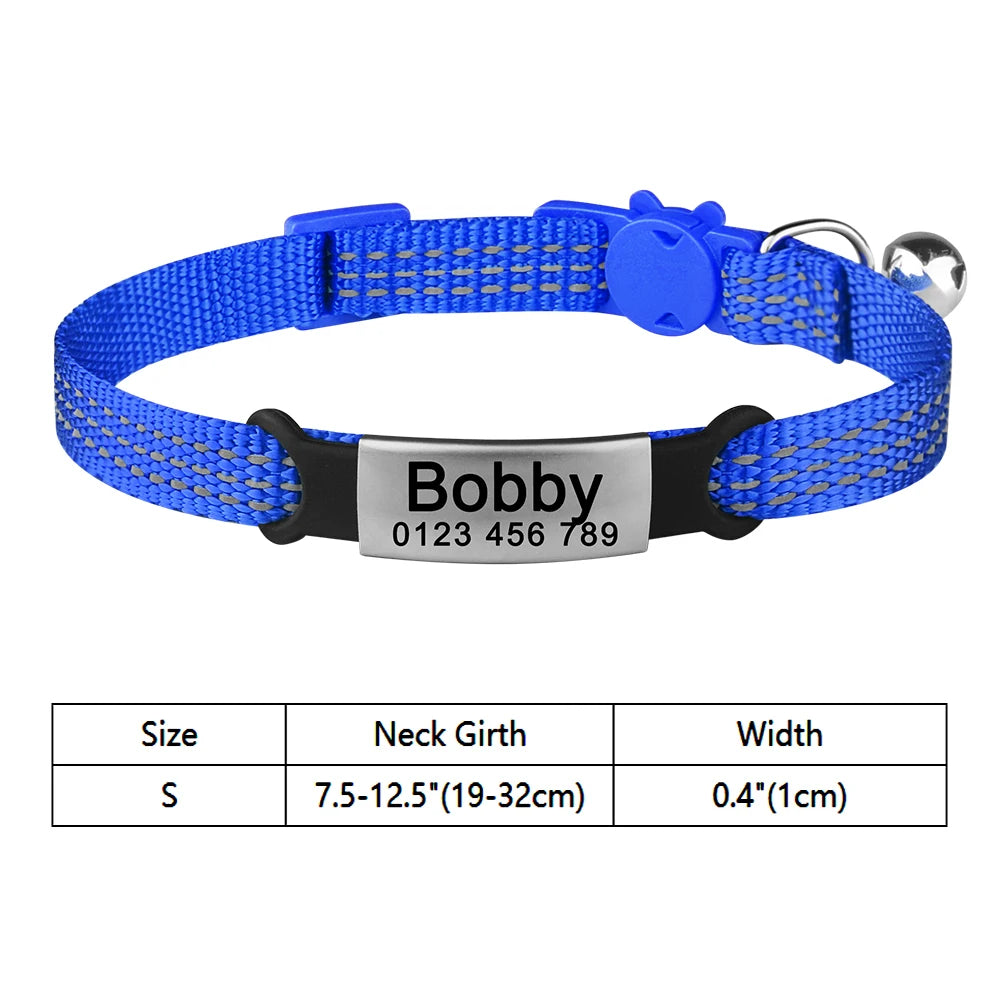 Customize Name Cat Collar Fast Breakaway Nylon Personalized Id With Bell Pet Products Small Adjustable Unisex Kitten Supplies