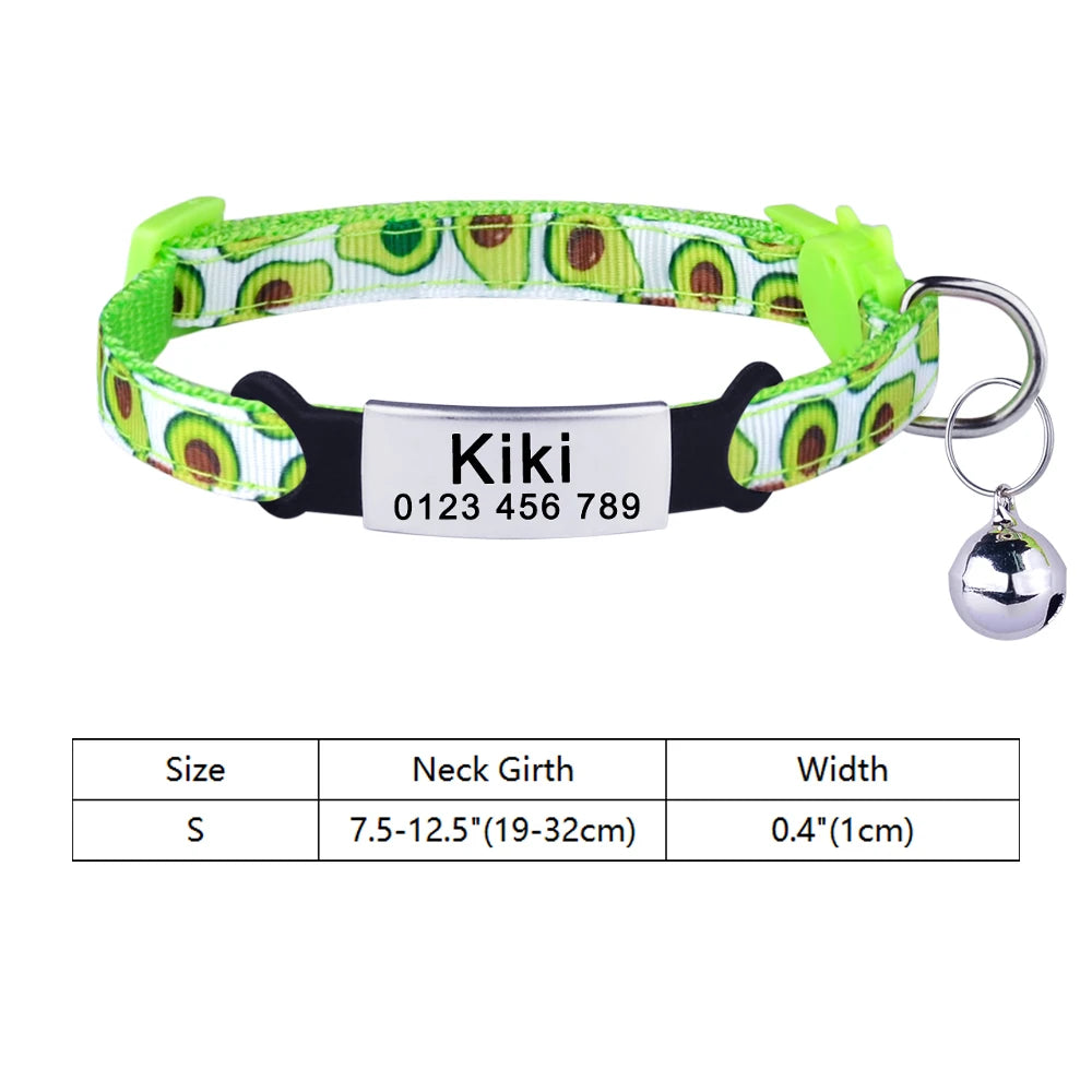 Customize Name Cat Collar Fast Breakaway Nylon Personalized Id With Bell Pet Products Small Adjustable Unisex Kitten Supplies