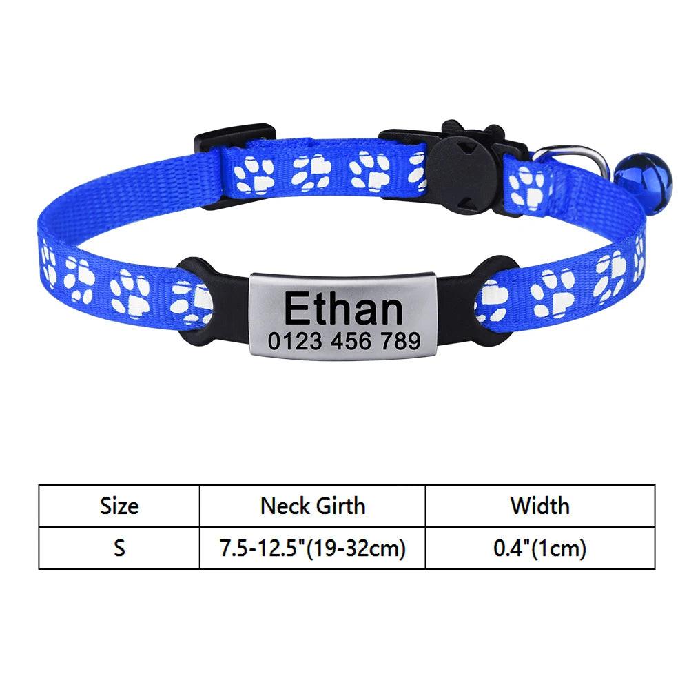 Customize Name Cat Collar Fast Breakaway Nylon Personalized Id With Bell Pet Products Small Adjustable Unisex Kitten Supplies