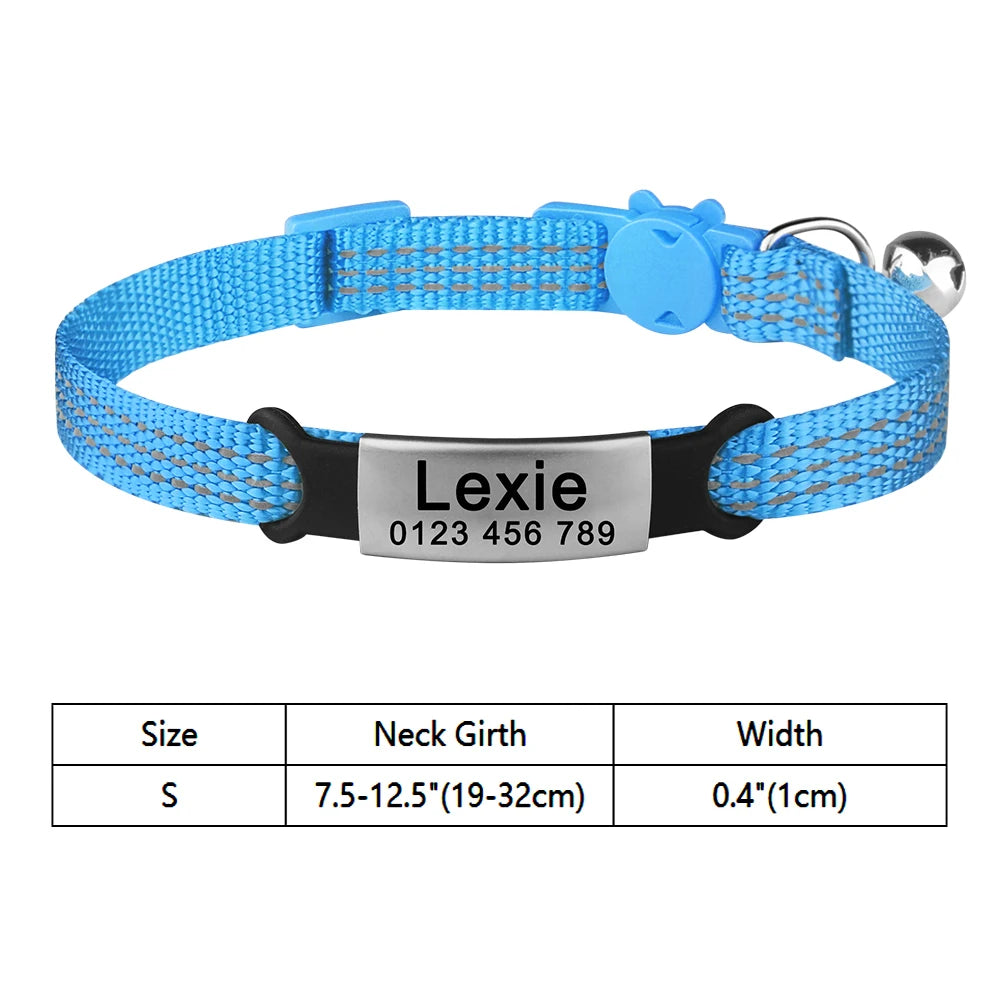 Customize Name Cat Collar Fast Breakaway Nylon Personalized Id With Bell Pet Products Small Adjustable Unisex Kitten Supplies