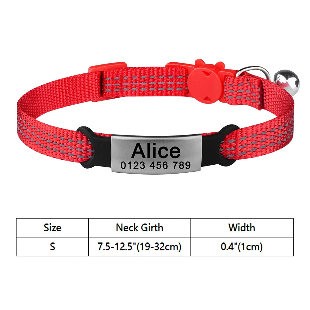 Customize Name Cat Collar Fast Breakaway Nylon Personalized Id With Bell Pet Products Small Adjustable Unisex Kitten Supplies