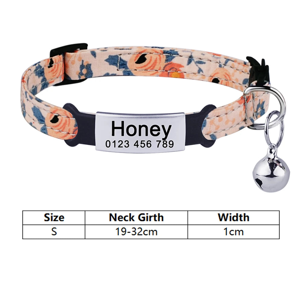 Customize Name Cat Collar Fast Breakaway Nylon Personalized Id With Bell Pet Products Small Adjustable Unisex Kitten Supplies