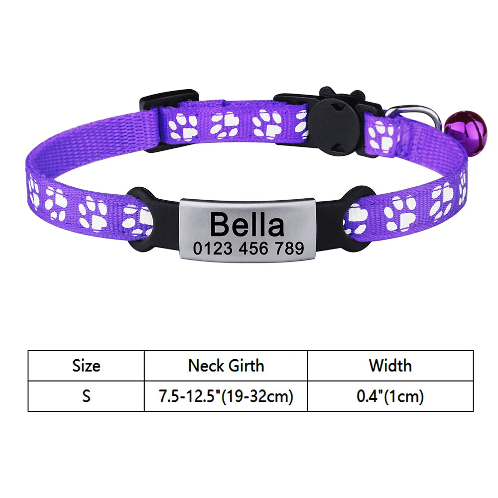 Customize Name Cat Collar Fast Breakaway Nylon Personalized Id With Bell Pet Products Small Adjustable Unisex Kitten Supplies
