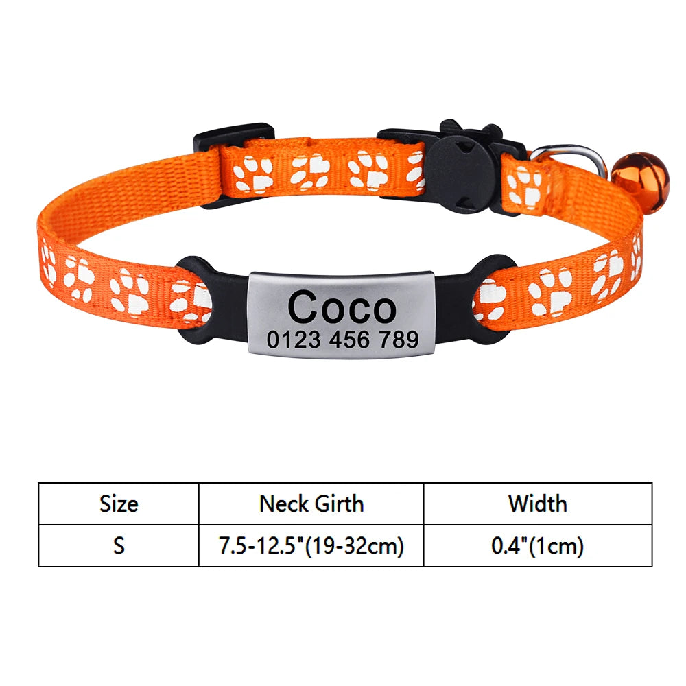 Customize Name Cat Collar Fast Breakaway Nylon Personalized Id With Bell Pet Products Small Adjustable Unisex Kitten Supplies