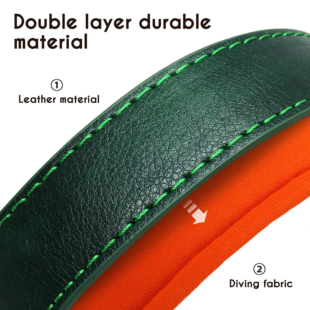 Customized PU Leather Nameplate Dog Collar Soft