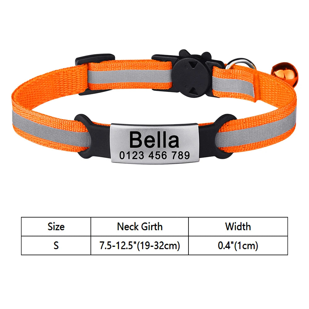 Customize Name Cat Collar Fast Breakaway Nylon Personalized Id With Bell Pet Products Small Adjustable Unisex Kitten Supplies