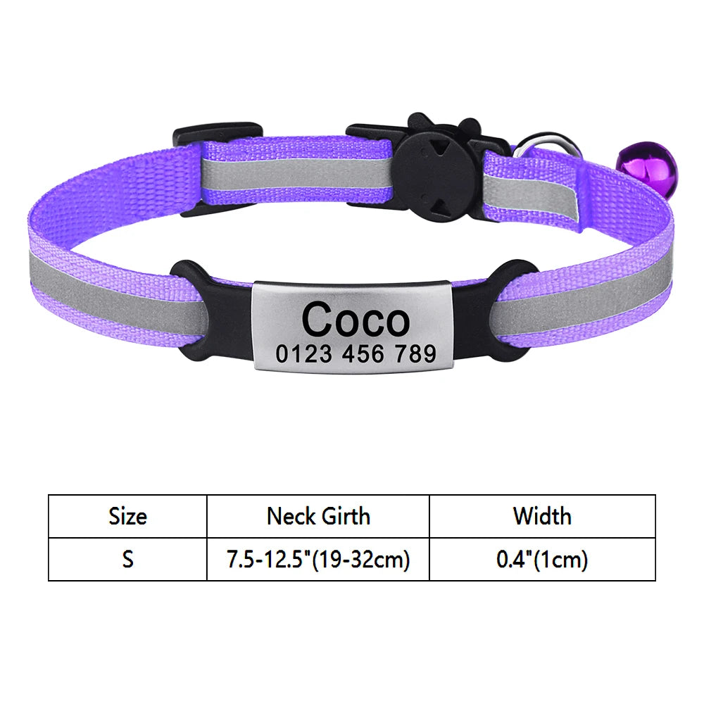 Customize Name Cat Collar Fast Breakaway Nylon Personalized Id With Bell Pet Products Small Adjustable Unisex Kitten Supplies