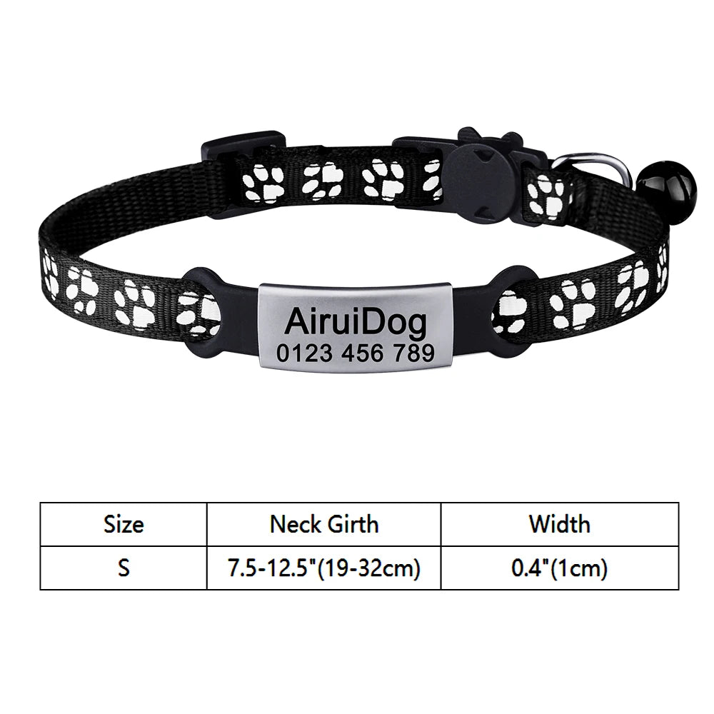 Customize Name Cat Collar Fast Breakaway Nylon Personalized Id With Bell Pet Products Small Adjustable Unisex Kitten Supplies