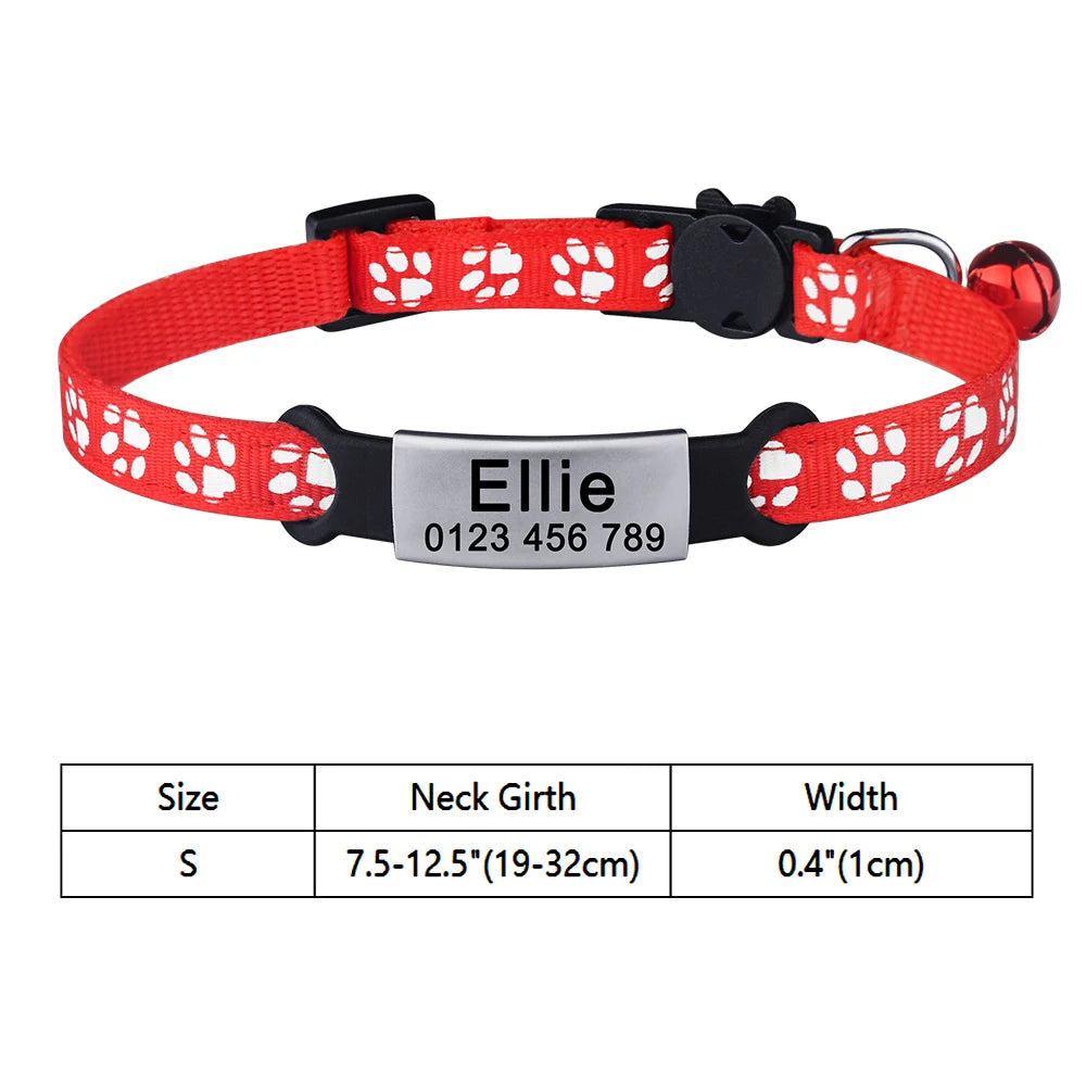 Customize Name Cat Collar Fast Breakaway Nylon Personalized Id With Bell Pet Products Small Adjustable Unisex Kitten Supplies