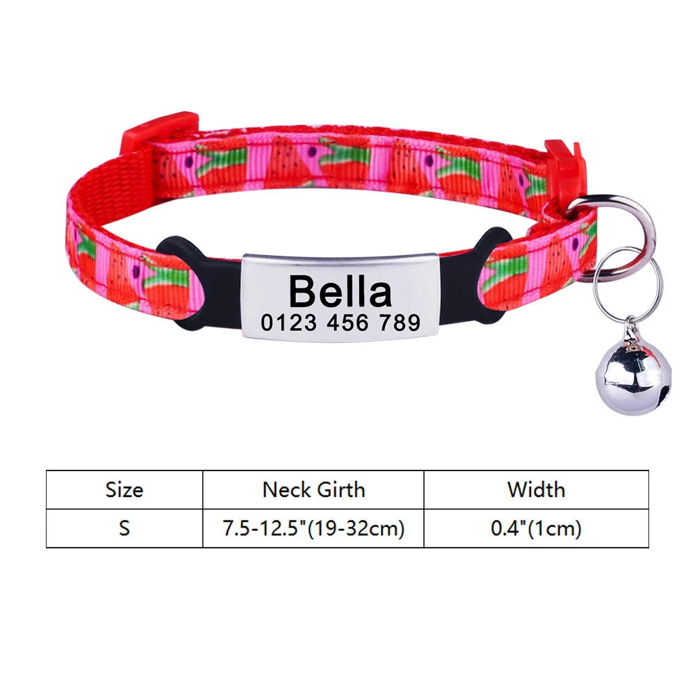 Customize Name Cat Collar Fast Breakaway Nylon Personalized Id With Bell Pet Products Small Adjustable Unisex Kitten Supplies