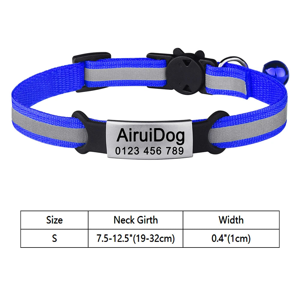 Customize Name Cat Collar Fast Breakaway Nylon Personalized Id With Bell Pet Products Small Adjustable Unisex Kitten Supplies
