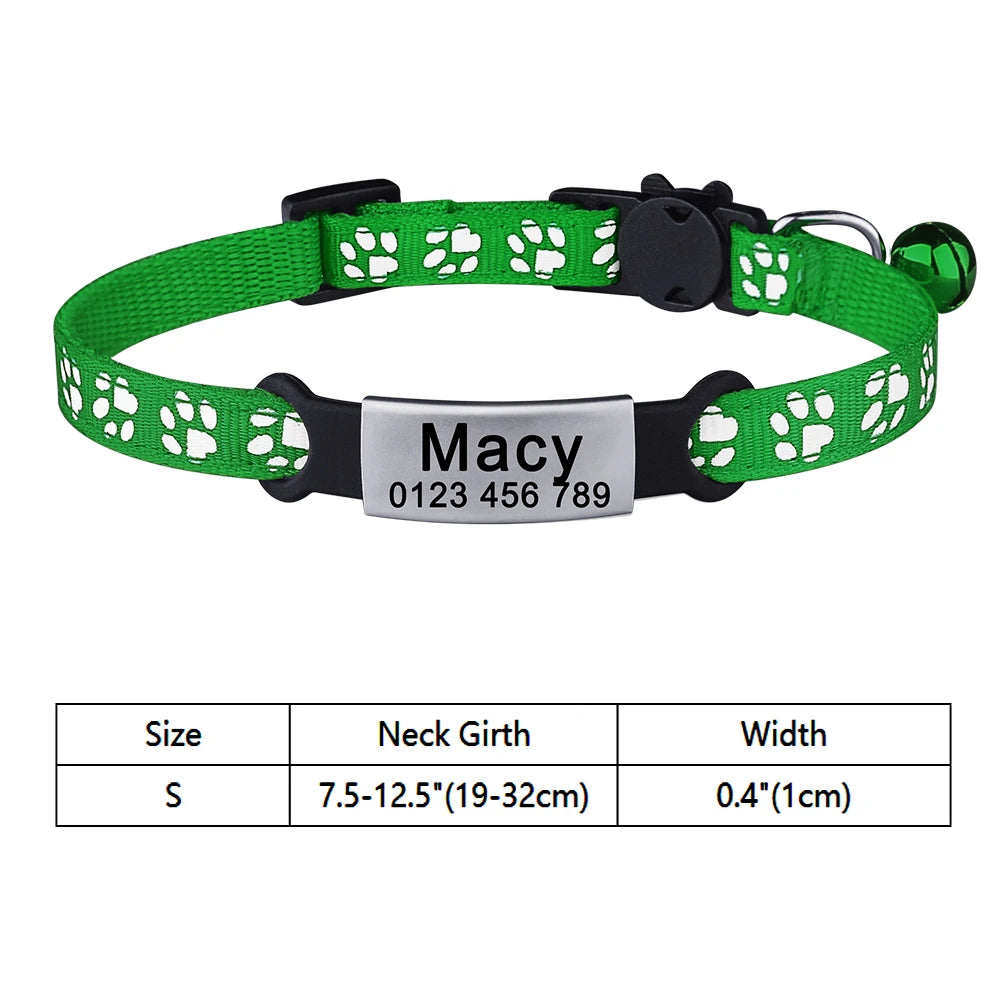 Customize Name Cat Collar Fast Breakaway Nylon Personalized Id With Bell Pet Products Small Adjustable Unisex Kitten Supplies
