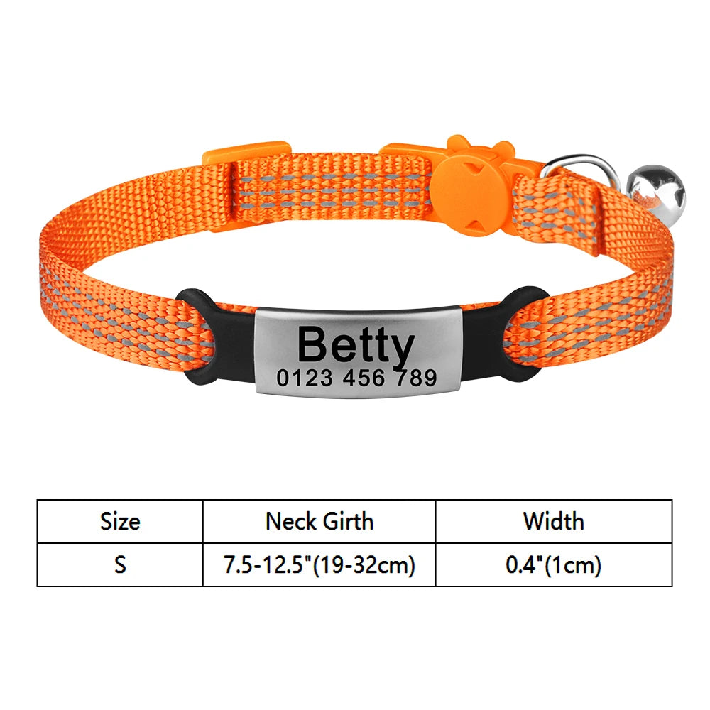 Customize Name Cat Collar Fast Breakaway Nylon Personalized Id With Bell Pet Products Small Adjustable Unisex Kitten Supplies