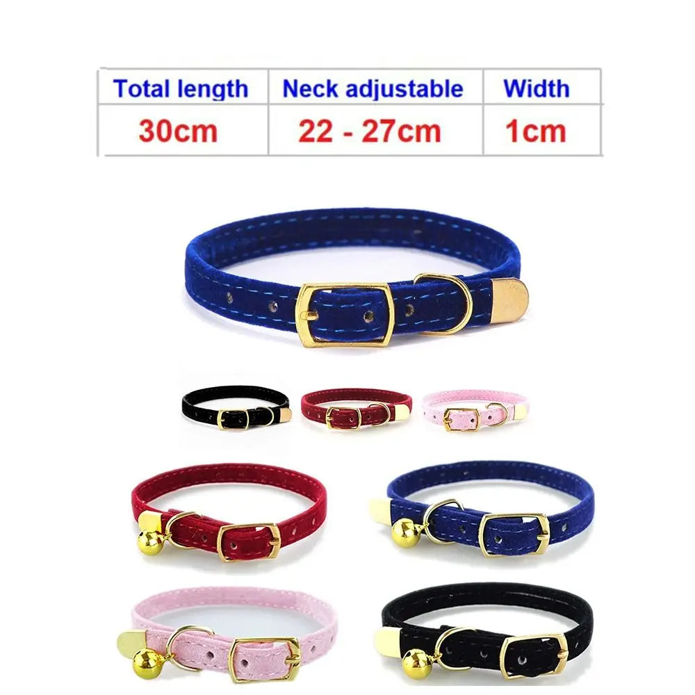 Cute Flocked Cloth Cat Collars Adjustable with Or Without a Bell Cat Tie Durable Pet Supplies Cat Dog