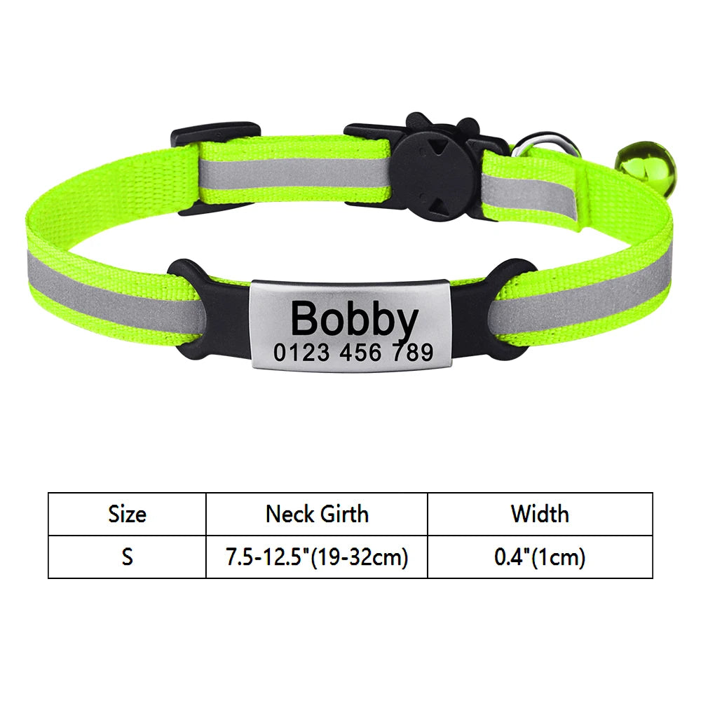 Customize Name Cat Collar Fast Breakaway Nylon Personalized Id With Bell Pet Products Small Adjustable Unisex Kitten Supplies