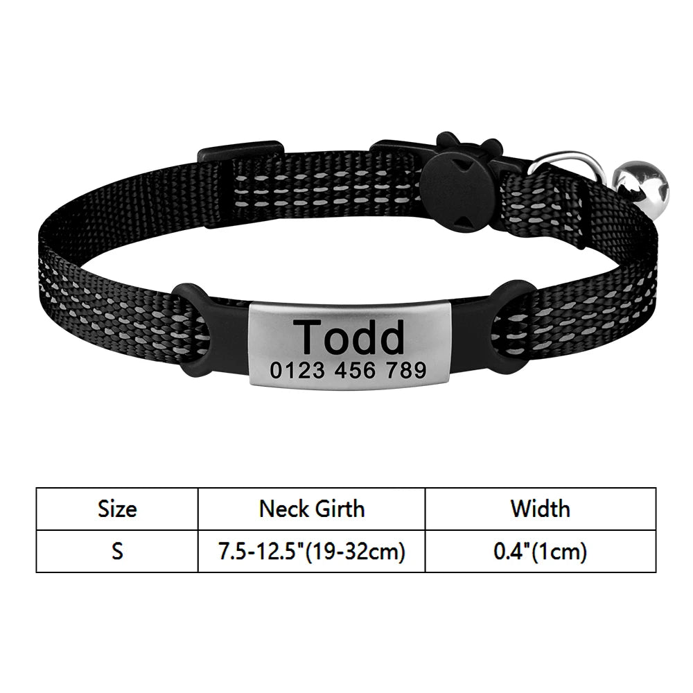 Customize Name Cat Collar Fast Breakaway Nylon Personalized Id With Bell Pet Products Small Adjustable Unisex Kitten Supplies