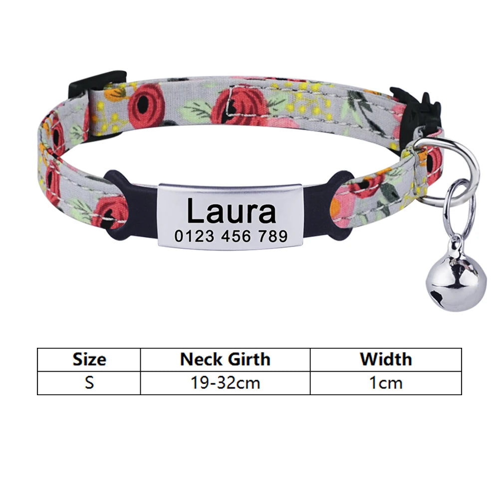 Customize Name Cat Collar Fast Breakaway Nylon Personalized Id With Bell Pet Products Small Adjustable Unisex Kitten Supplies