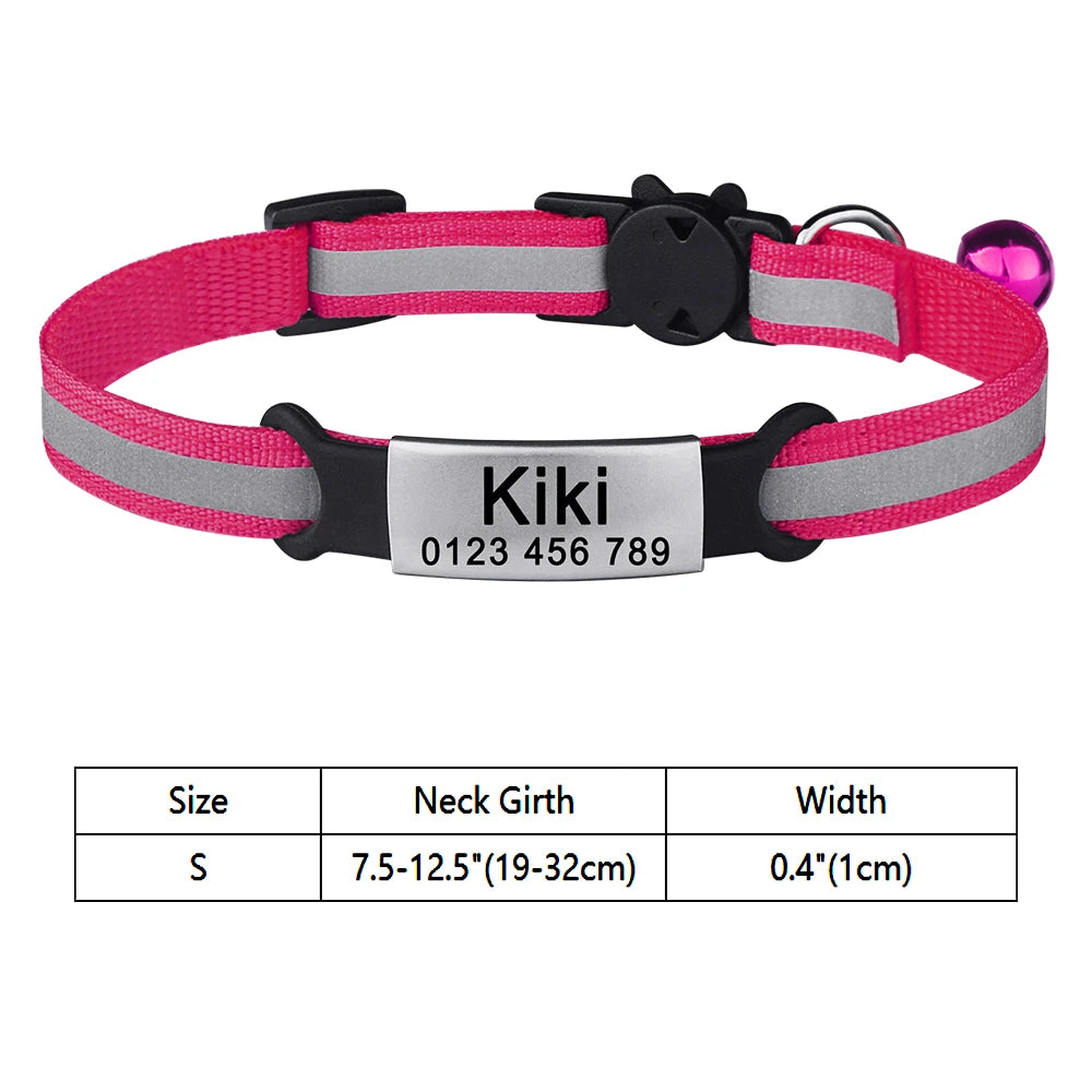 Customize Name Cat Collar Fast Breakaway Nylon Personalized Id With Bell Pet Products Small Adjustable Unisex Kitten Supplies