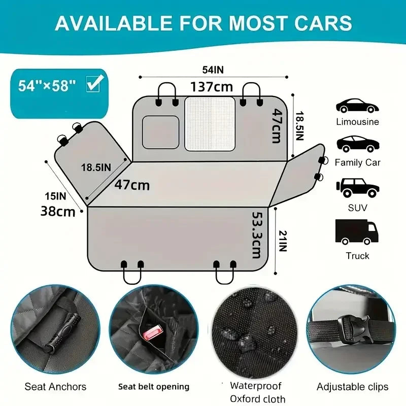 Dog Car Seat Cover for Pets 100% Waterproof Nonslip Durable Soft Back Seat Cover for Cars Truck