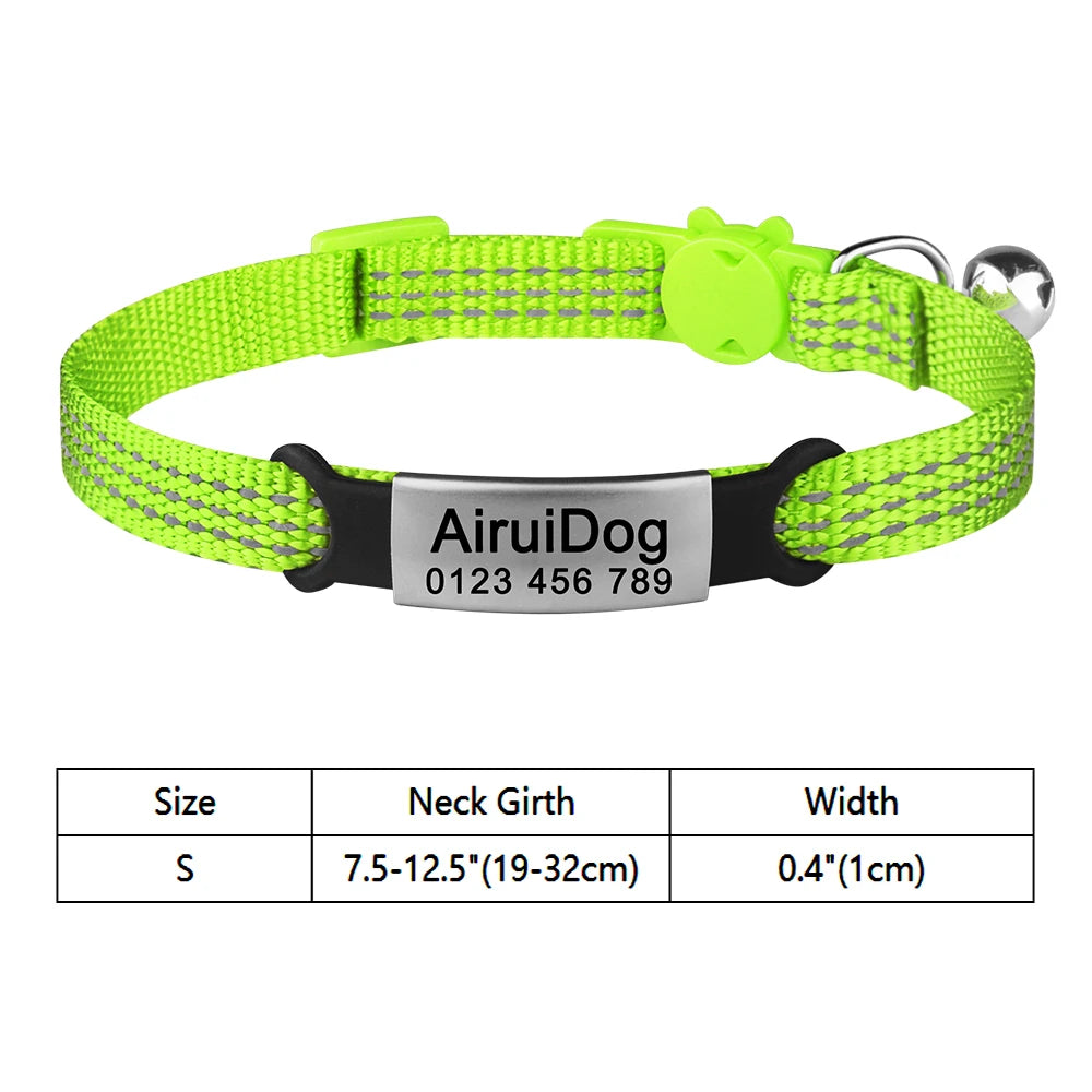 Customize Name Cat Collar Fast Breakaway Nylon Personalized Id With Bell Pet Products Small Adjustable Unisex Kitten Supplies