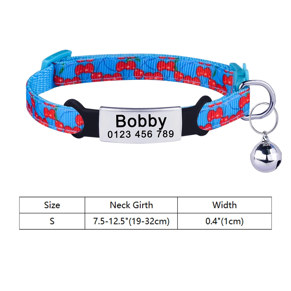 Customize Name Cat Collar Fast Breakaway Nylon Personalized Id With Bell Pet Products Small Adjustable Unisex Kitten Supplies
