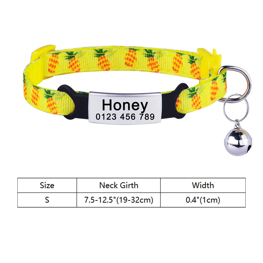 Customize Name Cat Collar Fast Breakaway Nylon Personalized Id With Bell Pet Products Small Adjustable Unisex Kitten Supplies
