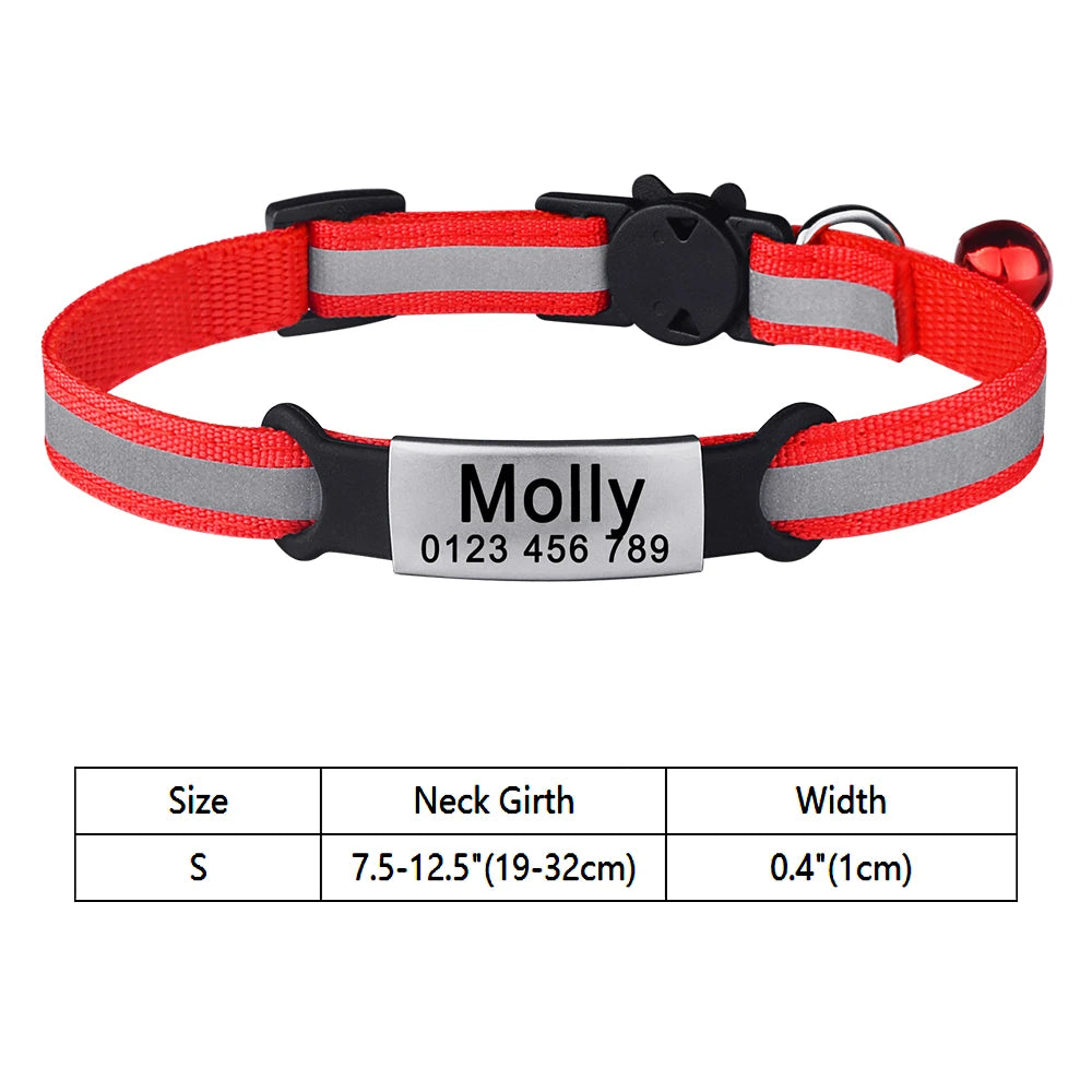 Customize Name Cat Collar Fast Breakaway Nylon Personalized Id With Bell Pet Products Small Adjustable Unisex Kitten Supplies