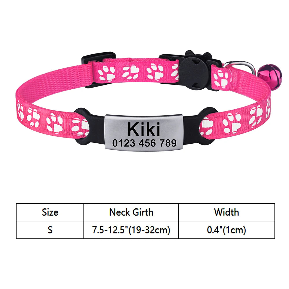 Customize Name Cat Collar Fast Breakaway Nylon Personalized Id With Bell Pet Products Small Adjustable Unisex Kitten Supplies
